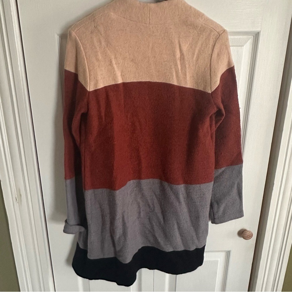 Cullen Women Colorblock Wool Blend Asymmetrical Snap Front Cardigan Jacket Boho - Picture 6 of 10